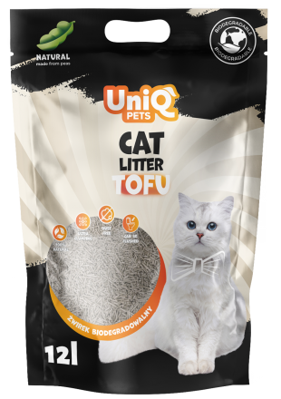 Uniq Pets | Żwirek TOFU dla kotów biodegradowalny | Opakowanie 12l - 5kg