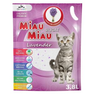 Miau Miau | Żwirek dla kota z żelem krzemionkowym | Lawenda 3,8L