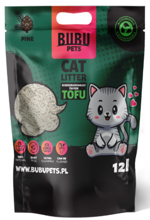 Bubu Pets | Żwirek dla kotów Tofu biodegradowalny 5kg / 12L