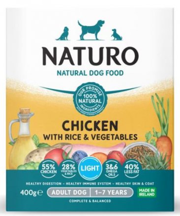 Naturo | Adult - Light | Kurczak z ryżem i warzywami - Tacka 400g
