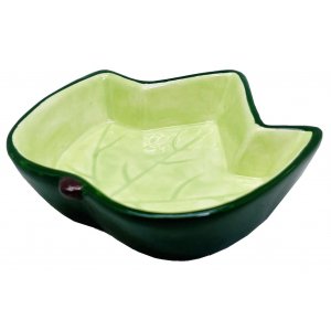 Yarro | Miska ceramiczna dla gryzoni i gadów | Zielony liść 9x8,5x2,5cm