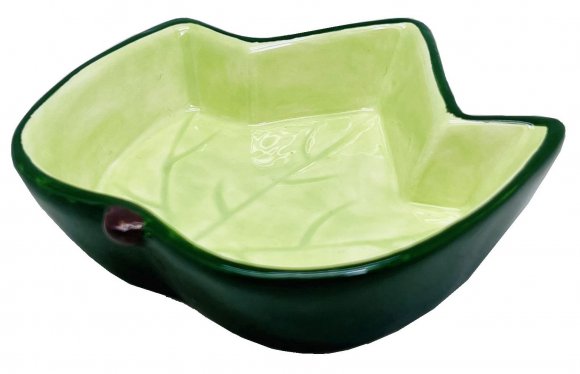 Yarro | Miska ceramiczna dla gryzoni i gadów | Zielony liść 9x8,5x2,5cm