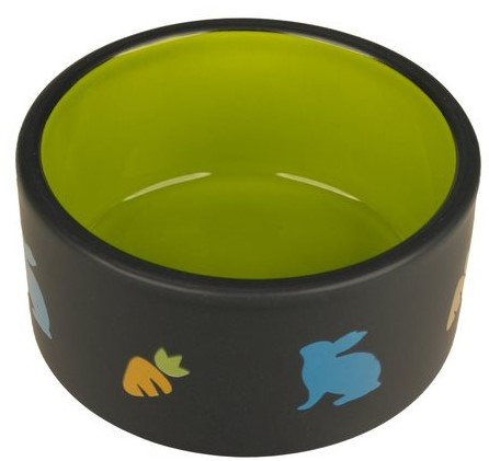 Yarro | Miska ceramiczna dla gryzonia | Czarna z zielonym środkiem 10x5cm