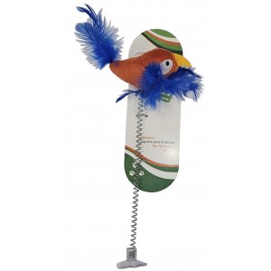 Yarro | Zabawka dla kota | Pluszowy ptaszek ok. 8cm z piórkami na sprężynie 20cm z przyssawką