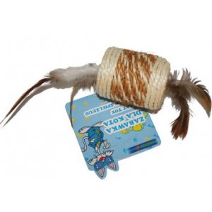 Yarro | Zabawka dla kota | Rolka sizalowa z piórkiem 5x4cm