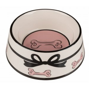 Yarro | Miska ceramiczna dla psa z czarną kokardką 18,5x7cm