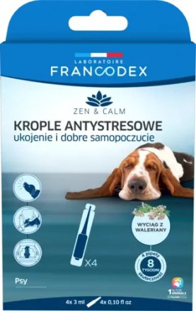 Francodex | Krople antystresowe dla psów z walerianą 4 x 3ml