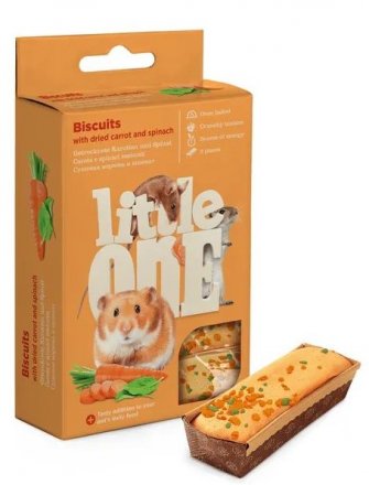 Litte One | Ciastka z suszoną marchewką i szpinakiem | Dla małych zwierząt 5x7g