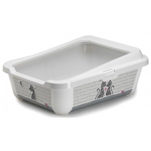 Moderna | Kuweta Trendy duża z prosta z ramką | "Zakochany kot" 51x39,5x19cm