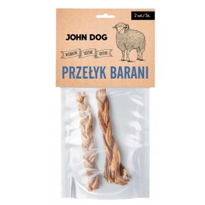 John Dog | Naturalny suszony gryzak dla psa - Przełyk barani pleciony 2 szt.