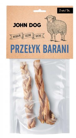 John Dog | Naturalny suszony gryzak dla psa - Przełyk barani pleciony 2 szt.