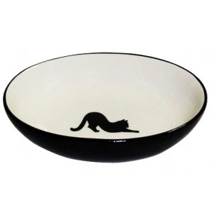Yarro | Miska ceramiczna owalna dla kota "czarny kot" 15,5x11x4cm