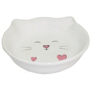 Yarro | Miska ceramiczna dla kota "biały kot" 14x14x3,5cm