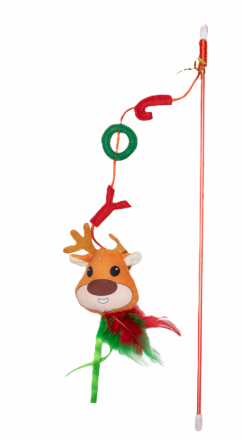 Uniq Pets | Swishy - zabawka dla kota | Różdżka z reniferem 40cm
