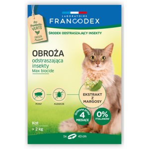 Francodex | Obroża na pchły i kleszcze | Dla kotów: od 2kg  - 43cm