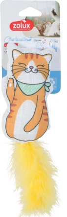 Zolux | CHATOUILLE | Zabawka dla kota z piórkami i kocimiętką kot bandana 13cm