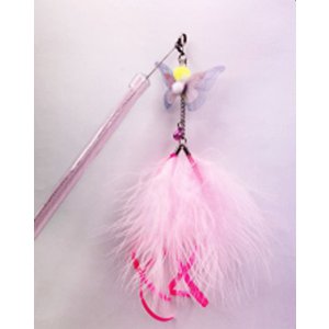 Yarro | Wędka dla kota | Wędka z różowym motylkiem i piórkami 30 / 27 / 10cm