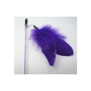 Yarro | Zabawka dla kota | Wędka dla kota z fioletowymi piórami 56 / 68 / 20cm
