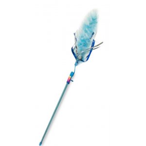 Yarro | Zabawka dla kota | Wędka z niebieskimi piórkami i neonowym sznurkiem dł. 45cm