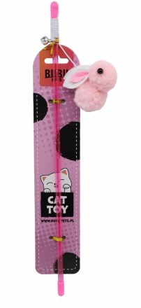 Bubu Pets | Zabawka dla kota | Plastikowa wędka z pluszowym królikiem na lince 30-75cm