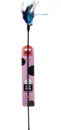 Bubu Pets | Zabawka dla kota | Plastikowa wędka z kolorowymi piórkami 55cm
