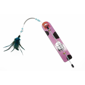 Bubu Pets | Zabawka dla kota | Wędka z wielokolorowym piórem i sprężyną 60cm