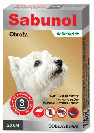 Dr Seidel | Sabunol GPI | Obroża odblaskowa przeciw pchłom i kleszczom dla psa