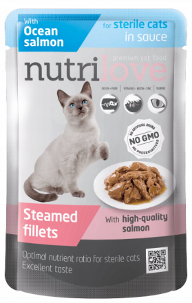 Nutrilove | Filety gotowane na parze dla kota | Saszetka 85g