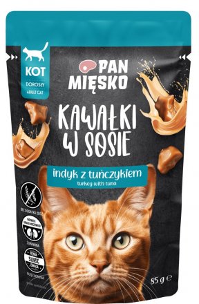 Pan Mięsko | Pełnoporcjowa mokra karma dla kota | Kawałki w sosie - saszetka 85g