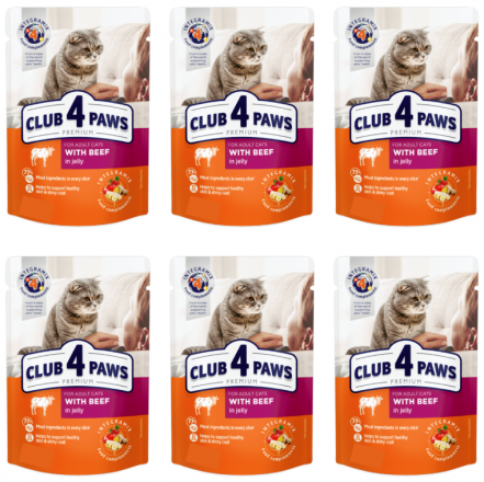 Club 4 Paws | Pełnoporcjowa karma mokra dla kotów | 5+1 x 80g