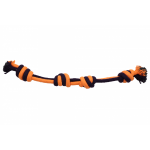Bubu Pets | Zabawka dla psa sznur z czterema węzłami ORANGE NEON 43cm