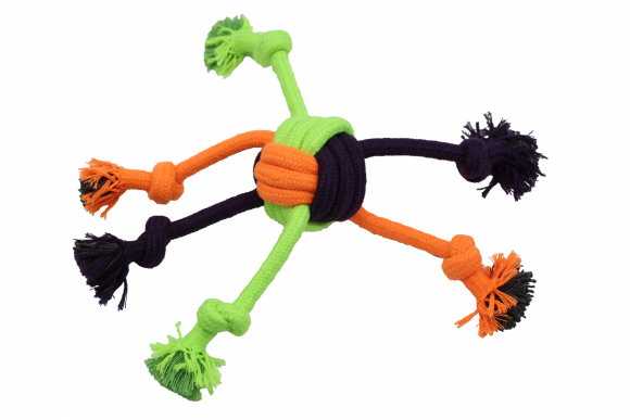 Bubu Pets | Zabawka dla psa piłka pleciona pająk NEON 30cm