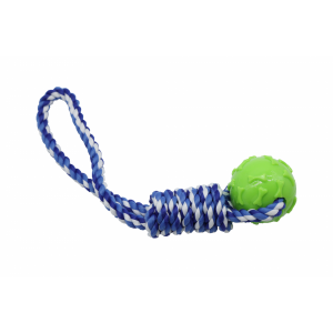 Bubu Pets | Zabawka dla psa sznur pleciony z piłką BLUE 33cm