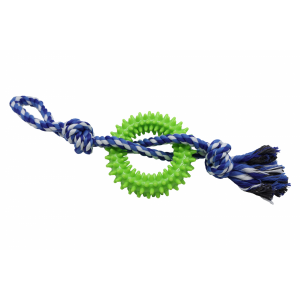 Bubu Pets | Zabawka dla psa sznur pleciony z ringiem TPR BLUE 40cm