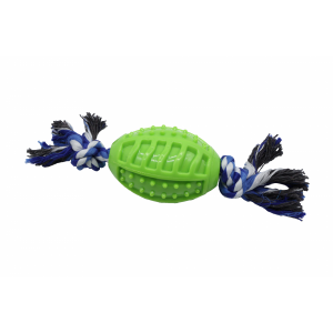Bubu Pets | Zabawka dla psa sznur pleciony z piłką rugby TPR BLUE 23cm