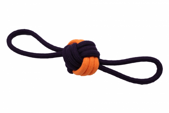 Bubu Pets | Zabawka dla psa sznur ósemka z piłką ORANGE NEON 32cm