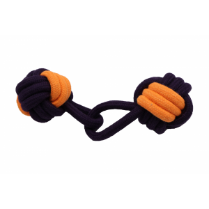 Bubu Pets | Zabawka dla psa sznur dwie splecione piłki ORANGE NEON 22cm