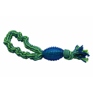 Bubu Pets | Zabawka dla psa sznur pleciony pętla z piłką GREEN NEON 35cm