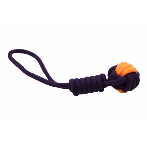 Bubu Pets | Zabawka dla psa sznur pętla z piłką ORANGE NEON 38cm