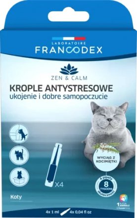 Francodex | Krople antystresowe dla kotów z kocimiętką 4 x 1ml