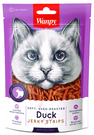 Wanpy Cat | Jerky Strips - Delikatne paseczki kaczki dla kota 80g