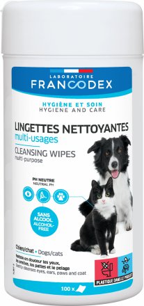 Francodex | Chusteczki do czyszczenia oczu, uszu, łap psów i kotów | 100 szt. 