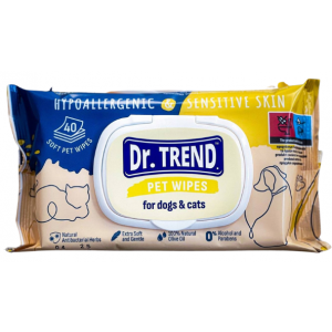 Dr. Trend Premium | Chusteczki nawilżające dla psów i kotów | Opakowanie 40 szt.