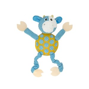 Yarro | Zabawka pluszowa dla psa | Niebieska krowa piszcząca z gumową siatką 35cm