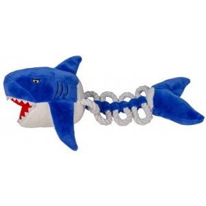 Yarro | Pluszowa zabawka dla psa | Niebieski rekin ze sznurem 35 cm