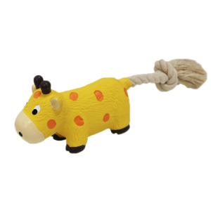 Uniq Pets | Zabawka dla psa | Lateksowa krowa na sznurku z piszczałką 27cm