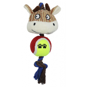 Uniq Pets | Zabawka dla psa | Cielę z piłką, sznurem i piszczałką 28x10cm