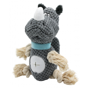 UNIQ PETS | Zabawka dla psa | Nosorożec z linami i piszczałką 30x10x13cm