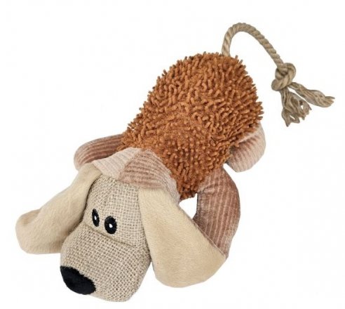 Yarro | Pluszowa zabawka dla psa | Pies ze sznurem piszczący ok. 42cm