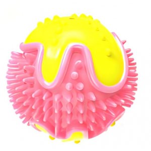 Yarro | Zabawka dla psa ENERGY | Piłka dla psa z kolcami masującymi dziąsła z TPR żółto-różowa 7cm